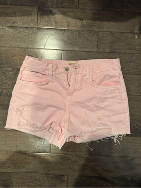 L'AGENCE Pastel Pink Distressed Denim Shorts